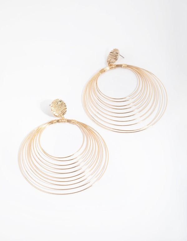 Gold Multi Fine Wire Drop Earrings