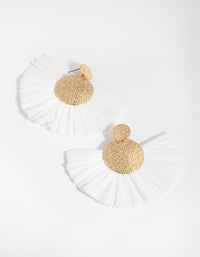 Gold Raffia Paper Fan Drop Earrings - link has visual effect only