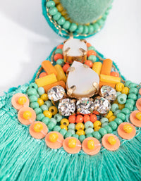 Mint Large Tassel Drop Earrings - link has visual effect only