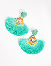 Mint Large Tassel Drop Earrings - link has visual effect only