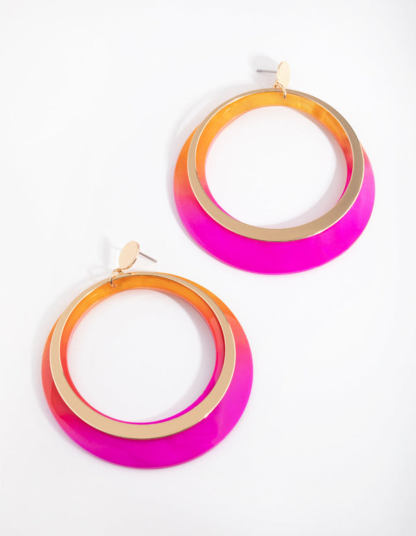 Gold Two Tone Shell Drop Earrings