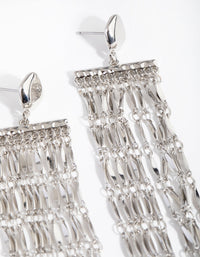 Rhodium Long Metal Tassel Drop Earrings - link has visual effect only