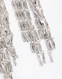 Rhodium Long Metal Tassel Drop Earrings - link has visual effect only