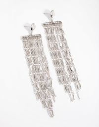 Rhodium Long Metal Tassel Drop Earrings - link has visual effect only