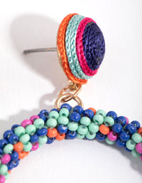 Seedbead Blue Sprinkles Circle Drop Earrings - link has visual effect only