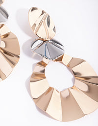 Mixed Metal Dinted Circle Drop Earrings - link has visual effect only