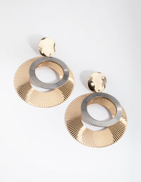 Mixed Metal Textured Circle Drop Earrings - link has visual effect only