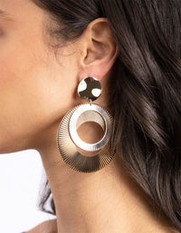 Mixed Metal Textured Circle Drop Earrings - link has visual effect only