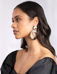Mixed Metal Textured Circle Drop Earrings - link has visual effect only