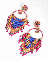 Beaded V Tassel Drop Earrings - link has visual effect only
