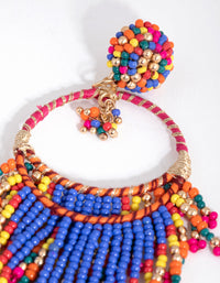 Beaded V Tassel Drop Earrings - link has visual effect only
