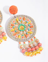 Large Beaded Circle Tassel Earrings - link has visual effect only
