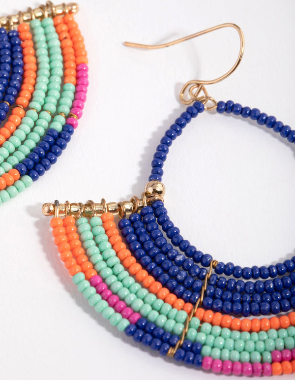 Bead Multi Row U-Shaped Drop Earrings