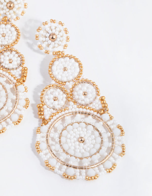 Beaded Statement Doily Drop Earrings