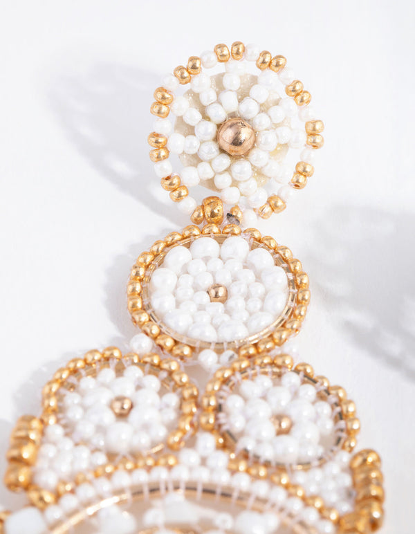 Beaded Statement Doily Drop Earrings