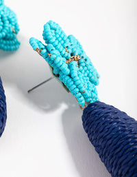 Beaded Flower Threadwrap Drop Earrings - link has visual effect only