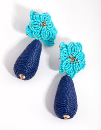 Beaded Flower Threadwrap Drop Earrings - link has visual effect only