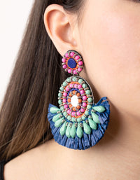 Beaded Paper Tassel Circle Drop Earrings - link has visual effect only