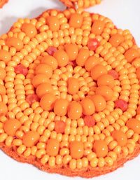 Orange Flat Circle Beaded Drop Earrings - link has visual effect only