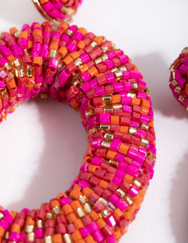 Beaded Chunky Donut Drop Earrings