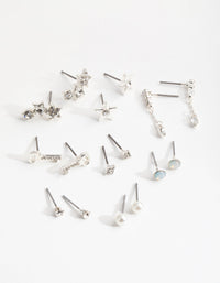 Silver Diamante Key and Star 8-Pack Earring - link has visual effect only