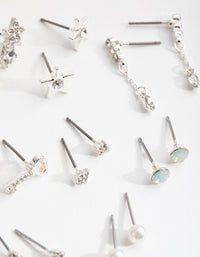 Silver Diamante Key and Star 8-Pack Earring - link has visual effect only