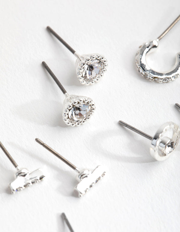 Silver Mini Hoop and Stud 8-Pack Earring