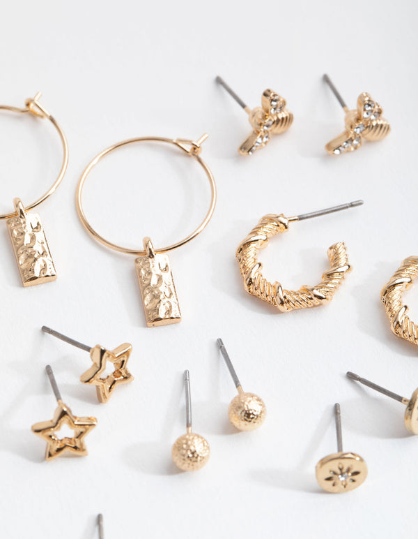 Gold Hoop and Bee 8-Pack Earring