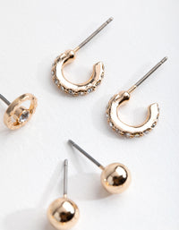 Gold Mini Hoop and Stud 8-Pack Earring - link has visual effect only