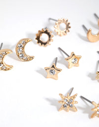 Gold Star and Moon Earring 8-Pack - link has visual effect only