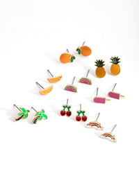 Gold Summer Fruit Enamel 8-Pack Earring - link has visual effect only