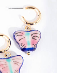Gold Painted Butterfly Hoop Earrings - link has visual effect only