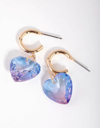 Gold Faceted Heart Hoop Earrings - link has visual effect only