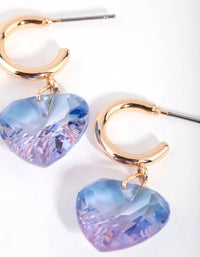 Gold Faceted Heart Hoop Earrings - link has visual effect only