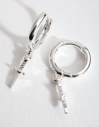 Silver Mini Dagger Huggie Earrings - link has visual effect only