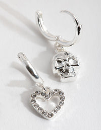 Silver Heart and Skull Huggie Earrings - link has visual effect only