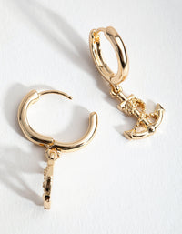 Gold Mini Anchor Huggie Earrings - link has visual effect only