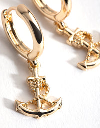 Gold Mini Anchor Huggie Earrings - link has visual effect only