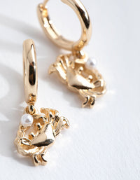 Gold Mini Crab Pearl Huggie Earrings - link has visual effect only