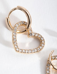 Gold Heart Diamante Huggie Earrings - link has visual effect only