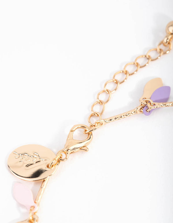 Gold Matte Pastel Leaf Anklet