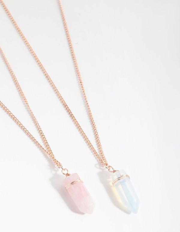 Mixed Metal 2-Pack Wrapped Shard Necklaces