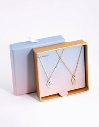 Mixed Metal Hamsa Hand Necklace 2-Pack - link has visual effect only