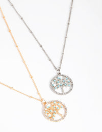 Mixed Metal Diamante Tree 2-Pack Necklaces - link has visual effect only