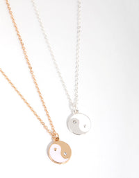 Mixed Metal White Yin Yang 2-Pack Necklaces - link has visual effect only