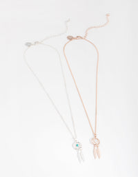 Mixed Metal Dreamcatcher 2-Pack Necklaces - link has visual effect only