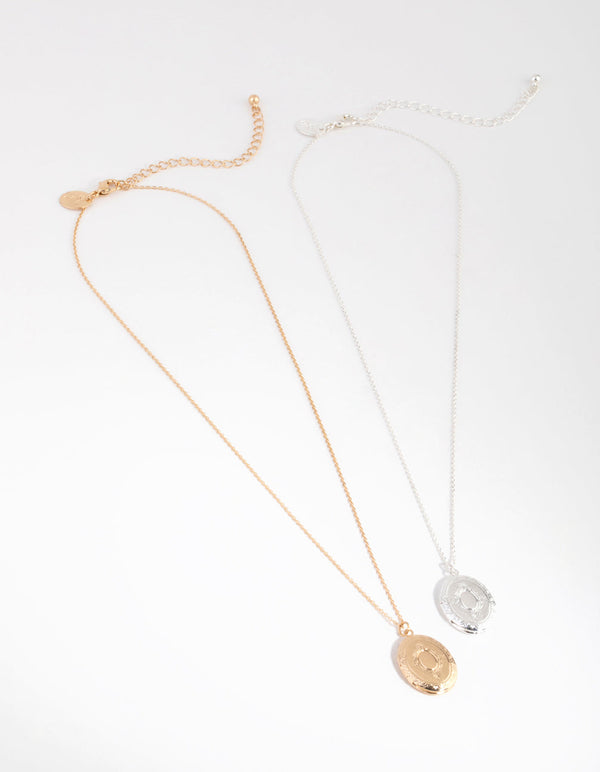 Mixed Metal Oval Centre Necklaces