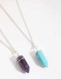 Mixed Metal 2-Pack Silver Wrapped Shard Necklace - link has visual effect only
