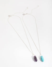 Mixed Metal 2-Pack Silver Wrapped Shard Necklace - link has visual effect only