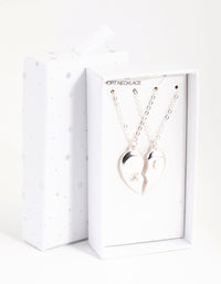 Silver Diamante Half Heart Necklace Pack - link has visual effect only